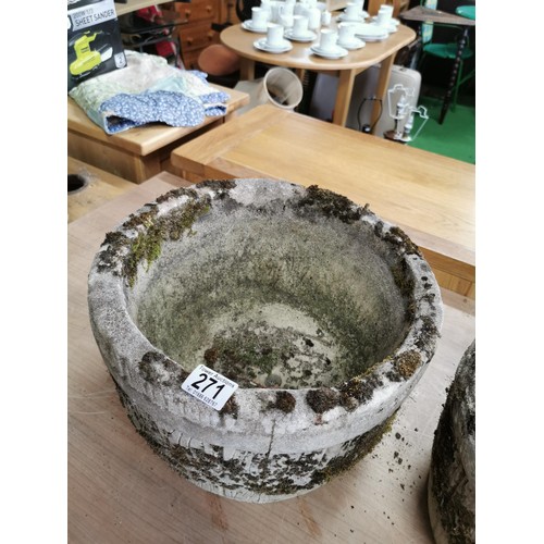 271 - 2x vintage good quality stoneware planters in good order height 22cm high 36cm in diameter