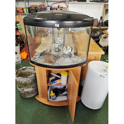 272 - Large corner Aqua One aquarium tank UFO-550, in good order complete with stand and alll accessories ... 