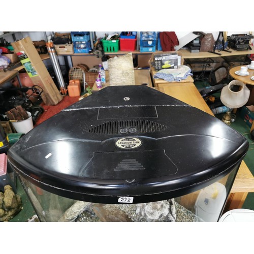 272 - Large corner Aqua One aquarium tank UFO-550, in good order complete with stand and alll accessories ... 