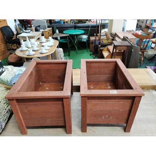 273 - Pair of well made wooden raised planters in good order, have been treated for outdoor use height 37c... 