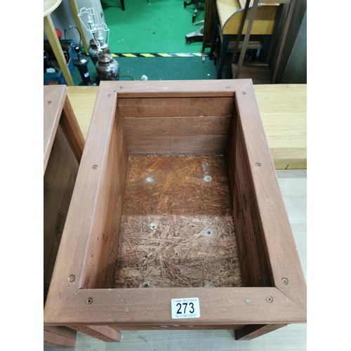 273 - Pair of well made wooden raised planters in good order, have been treated for outdoor use height 37c... 