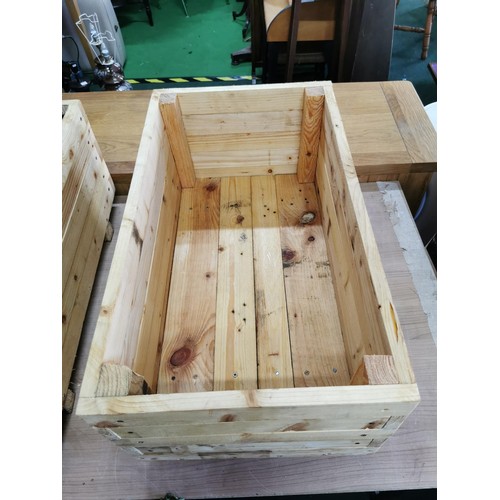 275 - Pair of locally made hand made wooden planters made from recycled timber, treated with linseed oil, ... 