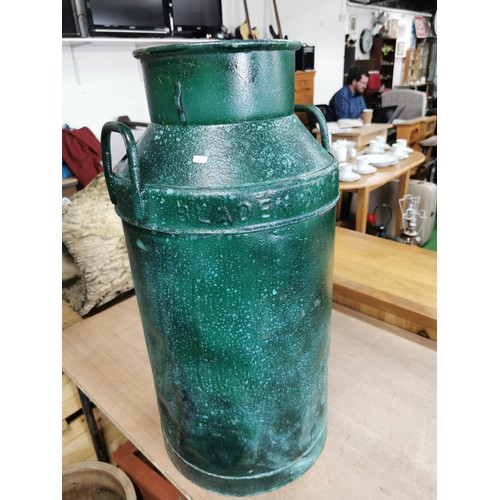 280 - Good quality vintage green painted milk churn stamped Bladen Dairies Ltd around the edge in good ord... 