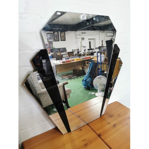 293 - Large art deco style mirror in good order with classic art deco design, height 81cm width 84cm