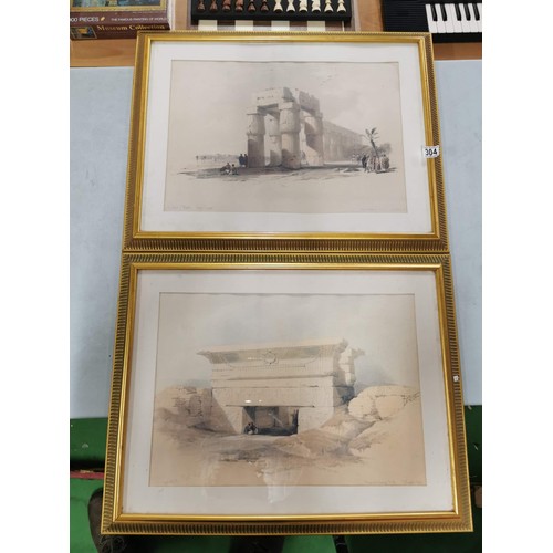 304 - 2x gilt framed and glazed prints by David Roberts of Egyptian scenes 52cm x 69cm