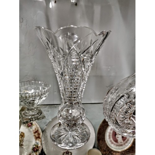 465 - Quantity of good quality cut glass crystal ware inc a vase stamped to the base waterford, cut glass ... 