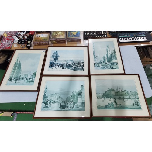 305 - 5x framed and glazed prints of various London Landmarks inc Tower of London, The Strand, Hyde Park e... 