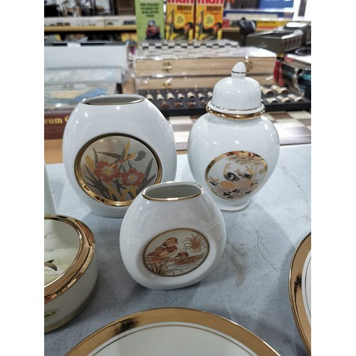 314 - Quantity of white Chokin china inc 11x plates some from 1988, 1x photo holder, 3x vases, 3x trinket ... 