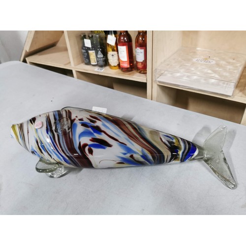 424 - Large glass formed decorative fish in good order height 17cm length 51cm