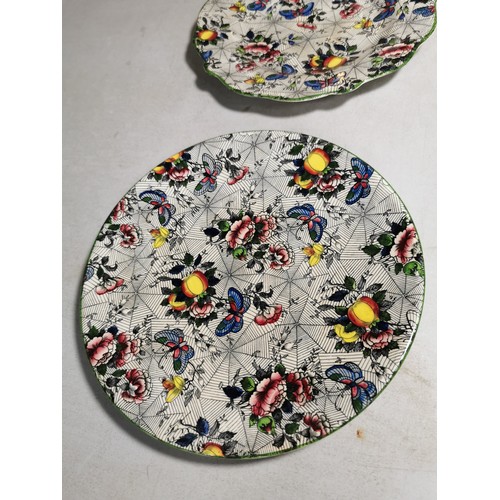 433 - 4x Dean's Lucerne Ware spiderweb and butterfly design plates, diameter 24cm