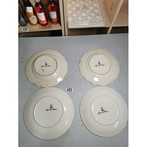 433 - 4x Dean's Lucerne Ware spiderweb and butterfly design plates, diameter 24cm