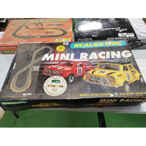 451 - 3x boxes of scalextric inc micro scalextric, only the micro set is complete, the other two boxes con... 