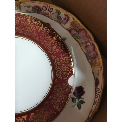 453 - Royal Osbourne part teaset inc 5x trios etc, a Wood & Sons Burgundy part set inc 3x trios etc along ... 