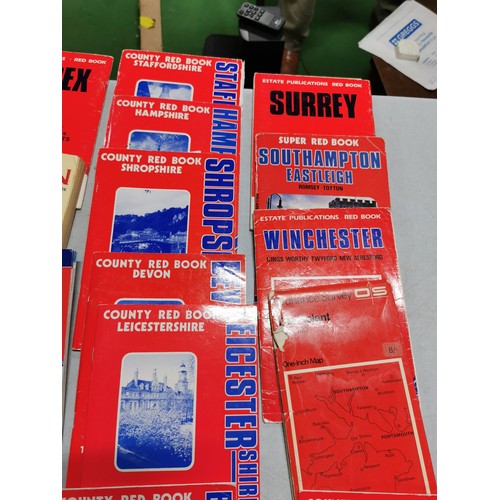 456 - Quantity of 20x County Red Book maps of various counties inc Shropshire, Surrey, Wiltshire etc along... 