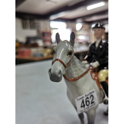 462 - Dappled grey Beswick horse with female rider, stamped underneath, a well done repair to the hind leg... 