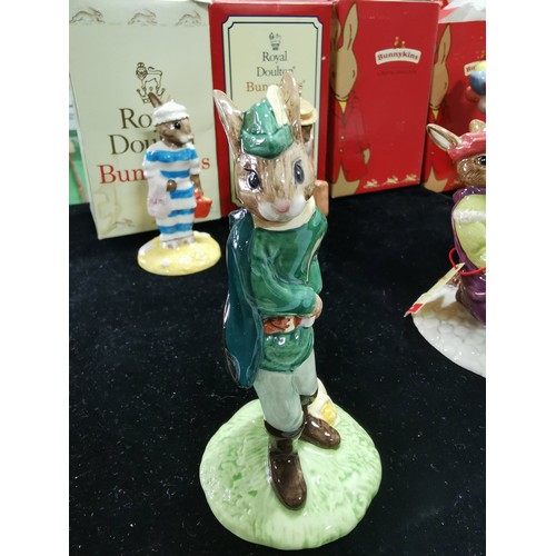 469 - 8x Royal Doulton Bunnykins with their original boxes inc Robin hood, choir singer, Romeo etc all in ... 