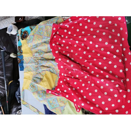 486 - Large quantity of vintage clothing in good order inc scarfs, hats, blouses, skirts, of various brand... 