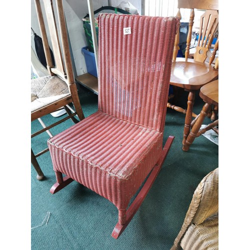 527 - Vintage Lloyd Loom style red rocking chair in good overall condition height 85cm width 44cm, depth 4... 