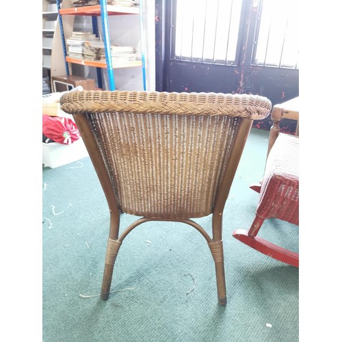 528 - Gold coloured Lloyd Loom style tub chair in overall good condition height 68cm, width 50cm depth 41c... 