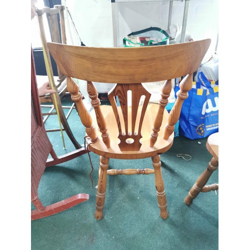 529 - Quantity of 4x solid pine country chairs with spindle backs height 88cm, width 42cm, depth 41cm