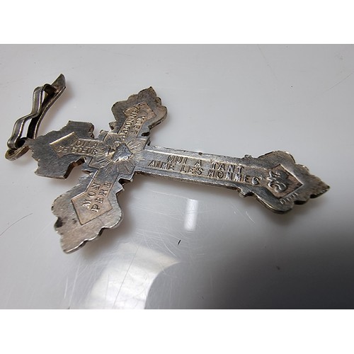 367 - A large white metal crucifix pendant, handmade in France. Presenting good detail, in good clean cond... 