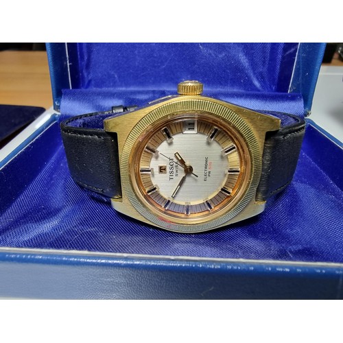 377 - 2 good quality cased boxed watches to include a Tissot PR 516 electronic gents wrist watch and an Ac... 