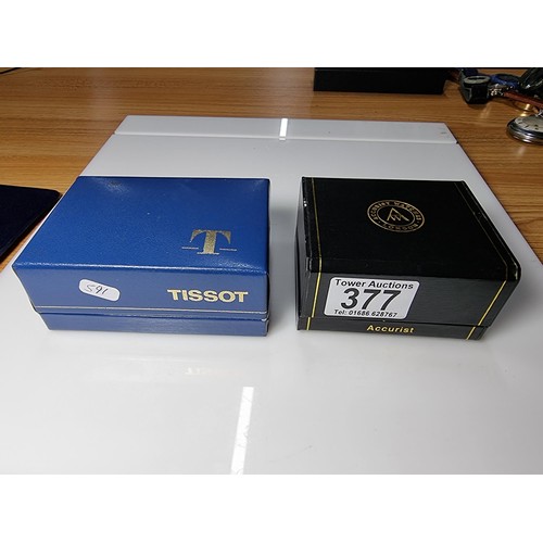 377 - 2 good quality cased boxed watches to include a Tissot PR 516 electronic gents wrist watch and an Ac... 