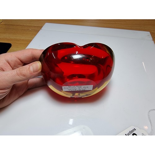 418 - A rare good quality vintage Murano Geode bowl with dimpled sides, presenting excellent colours from ... 