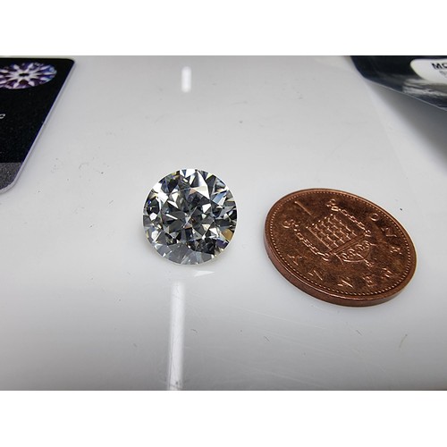 385 - A large 7ct (12.5mm) moissanite diamond by GRA with full COA and moissanite report. this moissanite ... 