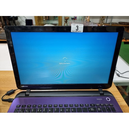 3 - A modern Toshiba satellite laptop with a Core I3 processor with Windows 10, model number L50-B-1NM, ... 