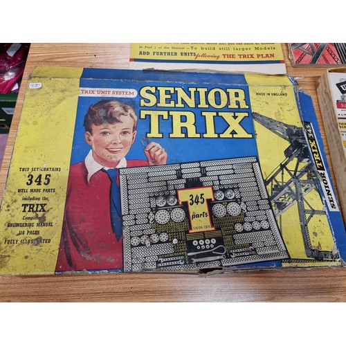 4 - A vintage boxed Senior Trix 345 construction set complete with all the parts fitted in original colo... 