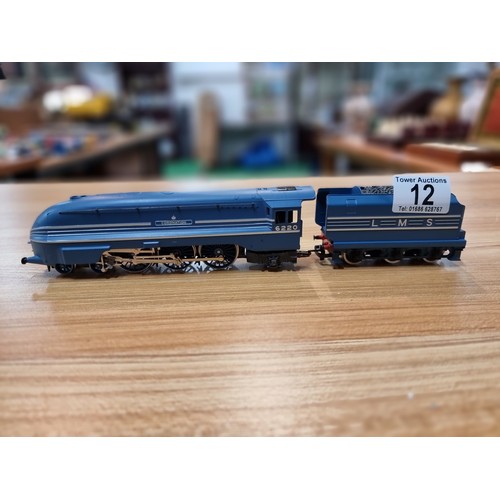 12 - A Hornby OO gauge Coronation class LMS blue & silver locomotive and tender (6220) unboxed in very cl... 