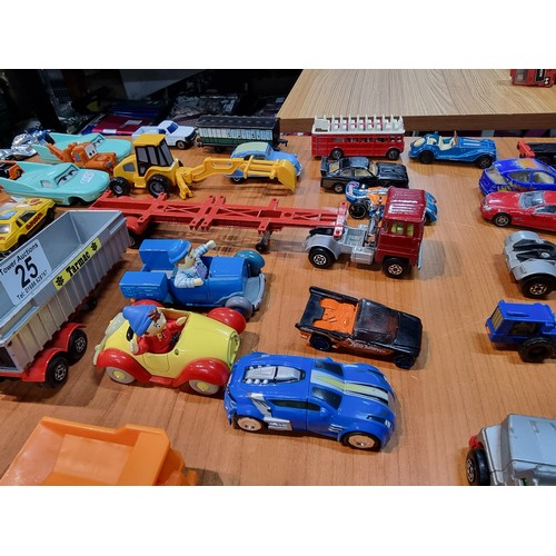 25 - A large collection of various vintage diecast vehicles to include some good long truck lorries inclu... 