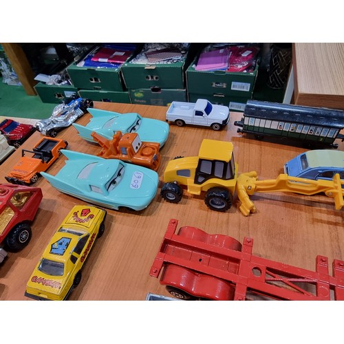 25 - A large collection of various vintage diecast vehicles to include some good long truck lorries inclu... 