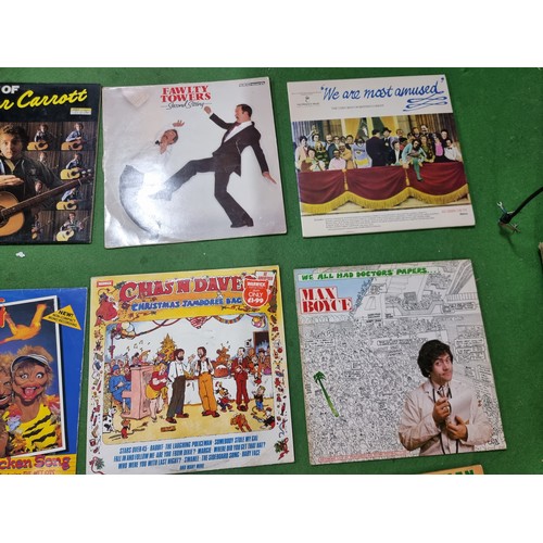 28 - A quantity of 14x vintage LP vinyl records all comedy related to include, Jasper Carrot, Fawlty Towe... 