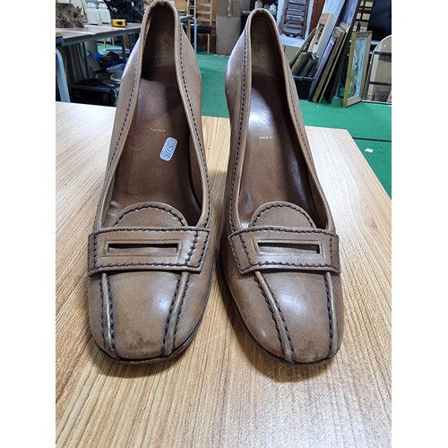 36 - A pair of genuine Prada ladies leather high heel shoes, size 4 - in good condition along with a pair... 