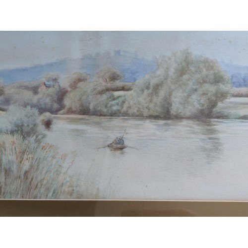 89 - A gilt framed and glazed watercolour of a river scene by Henry Walton, signed bottom left. Height 52... 