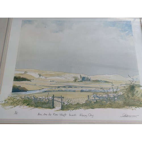 90 - A framed and glazed limited edition by Geoffrey Cowton number 6/75, view of the river Waft towards K... 