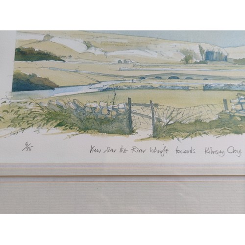 90 - A framed and glazed limited edition by Geoffrey Cowton number 6/75, view of the river Waft towards K... 