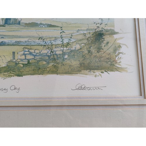 90 - A framed and glazed limited edition by Geoffrey Cowton number 6/75, view of the river Waft towards K... 