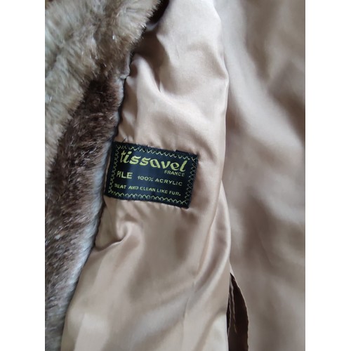 92 - A pair of Tissavel French simulated fur coats. 100 acrylic, both silk lined and in very good order, ... 