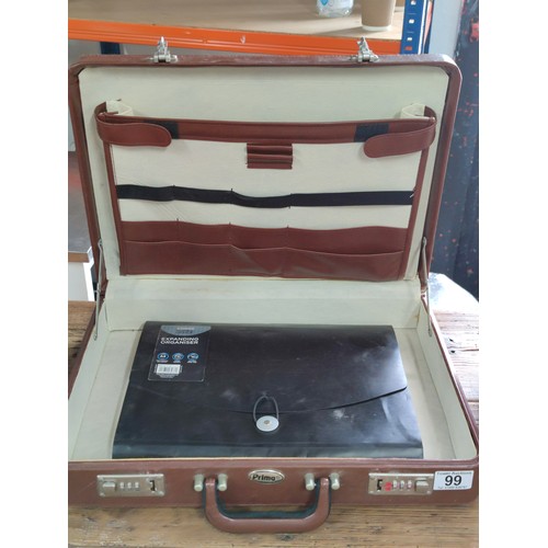 99 - A Prima briefcase complete with expanding organiser along with a Rusell Hobbs hand blender and a Bre... 