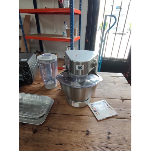 100 - A Kenwood mixer complete with K shaped Dough mixer along with blender and a Cookworks toaster oven, ... 