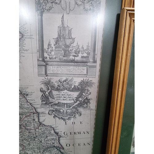 54 - 2x framed and glazed reproduction maps, one of Great Britain by George Willdey, the other is a map o... 