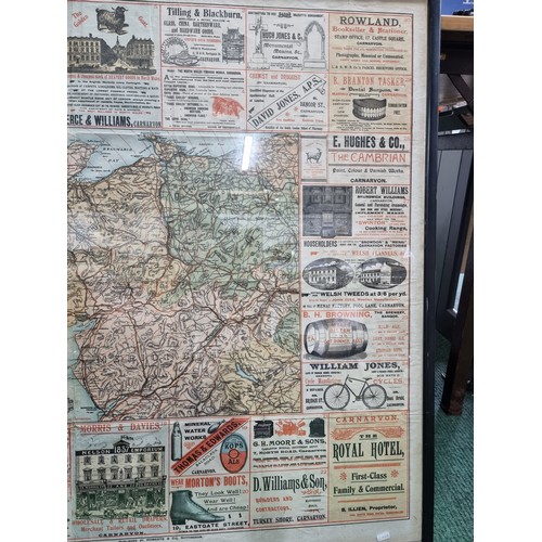 55 - A good quality antique North Wales tourist map environs of Caernarvon, late 19th Century surrounded ... 