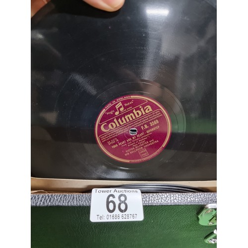 68 - A large collection of 78's with an organised collection in a heavy duty records box along with a bag... 