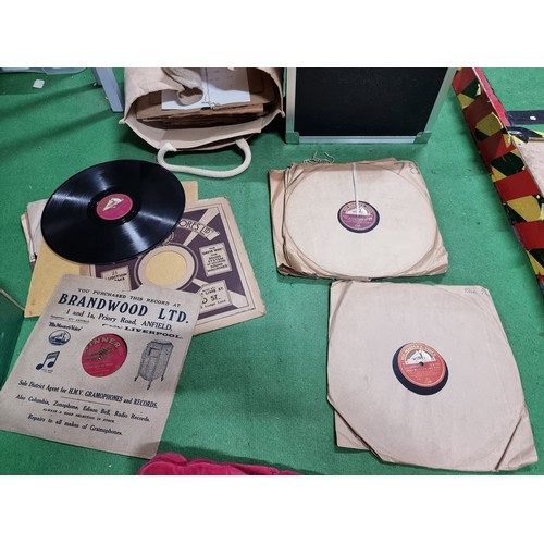 68 - A large collection of 78's with an organised collection in a heavy duty records box along with a bag... 