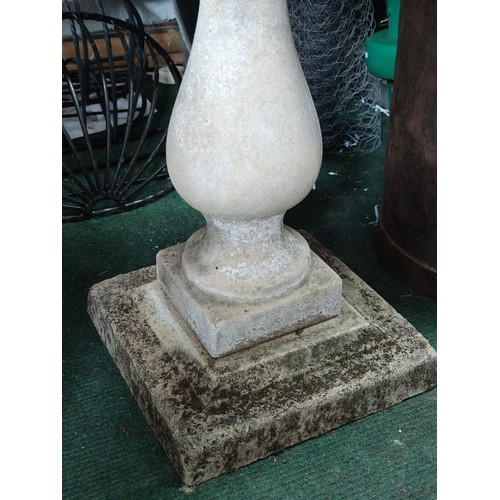 127 - Stone pedestal bird bath in good order with good patina separates into three section and is 78cm hig... 