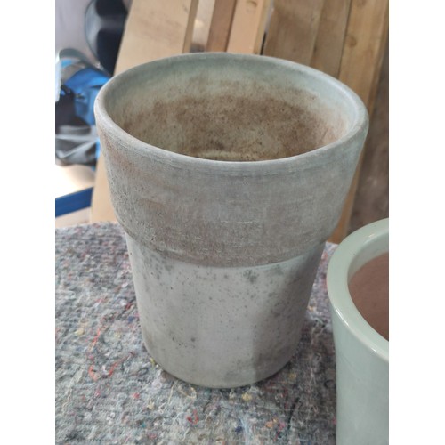 130 - 4 x Glazed planters one stamped Dobbies Shrewsbury all good order the tallest 25cm tall and dia 21cm