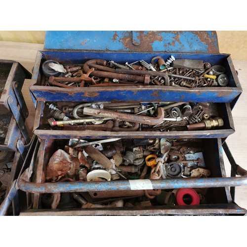 166 - 2x metal cantilever boxes inc quantity of screws, bolts, Allun keys, augers etc